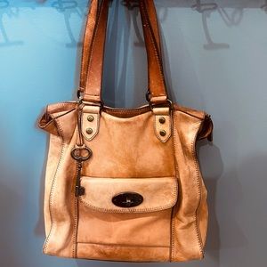 Authentic Fossil Brown Leather Shoulder Bag
